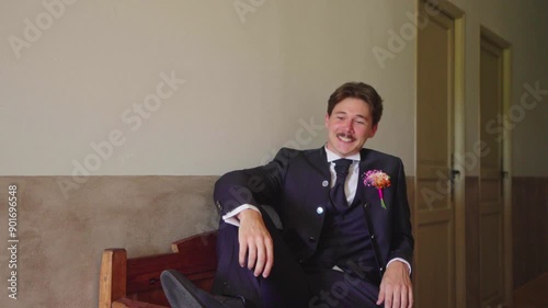 Happy Groom Waiting for Ceremony photo