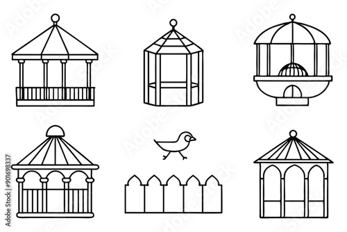 Aviary bird line art illustration