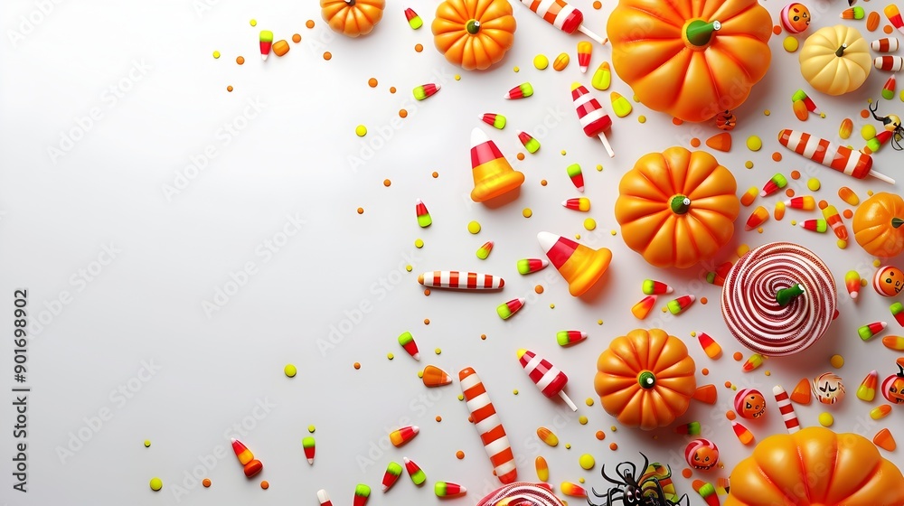 Vibrant Candy Inspired Halloween on White Background Vibrant Candy Inspired Halloween on White Background