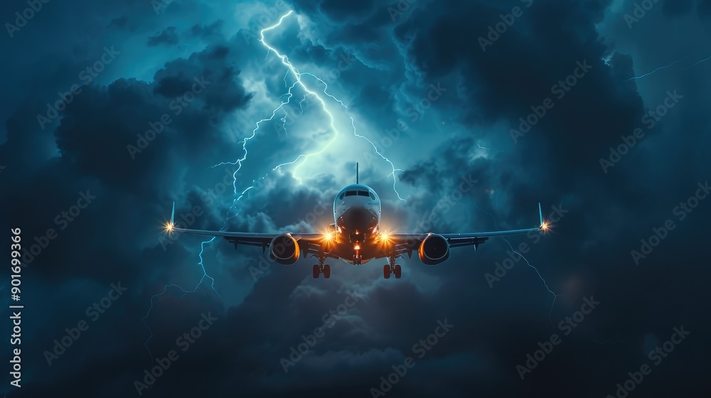 Airplane Against a Backdrop of Dark Storm Clouds Airplane Against a Backdrop of Dark Storm Clouds