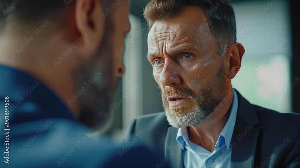 Fototapeta premium Stressed Worker in Modern Office Setting