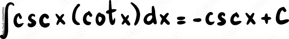 Obraz premium basic Integral math Formulas handwritten