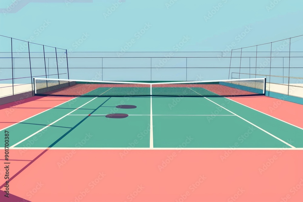 Fototapeta premium watercolor tennis court
