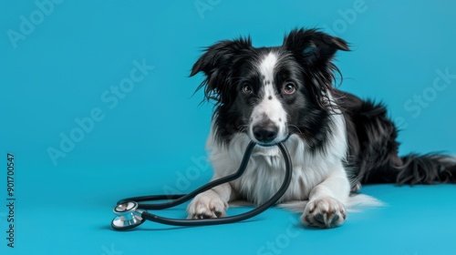 The dog with stethoscope photo