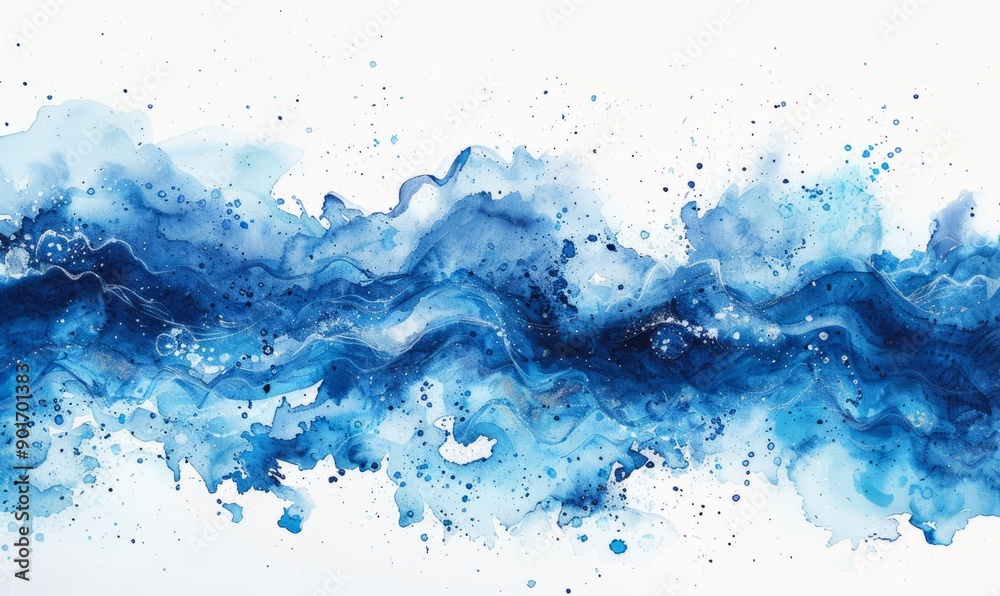 A blue wave with white splatters A blue wave with white splatters