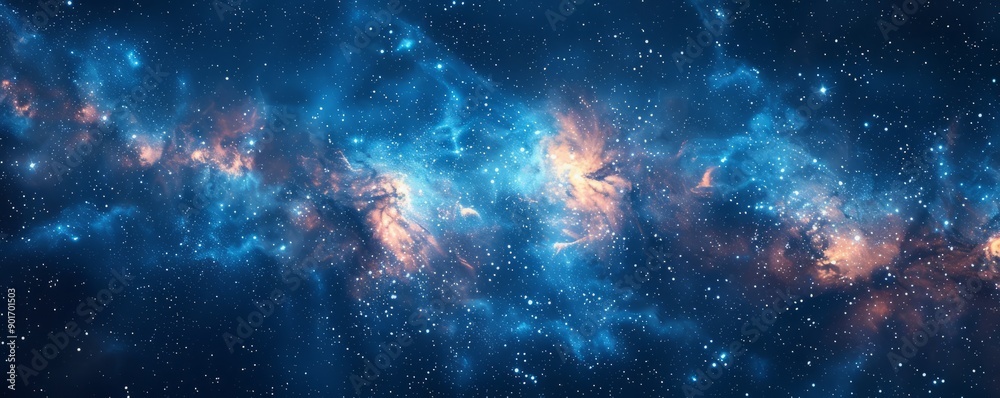 Fototapeta premium Abstract night sky with bright stars in watercolor.