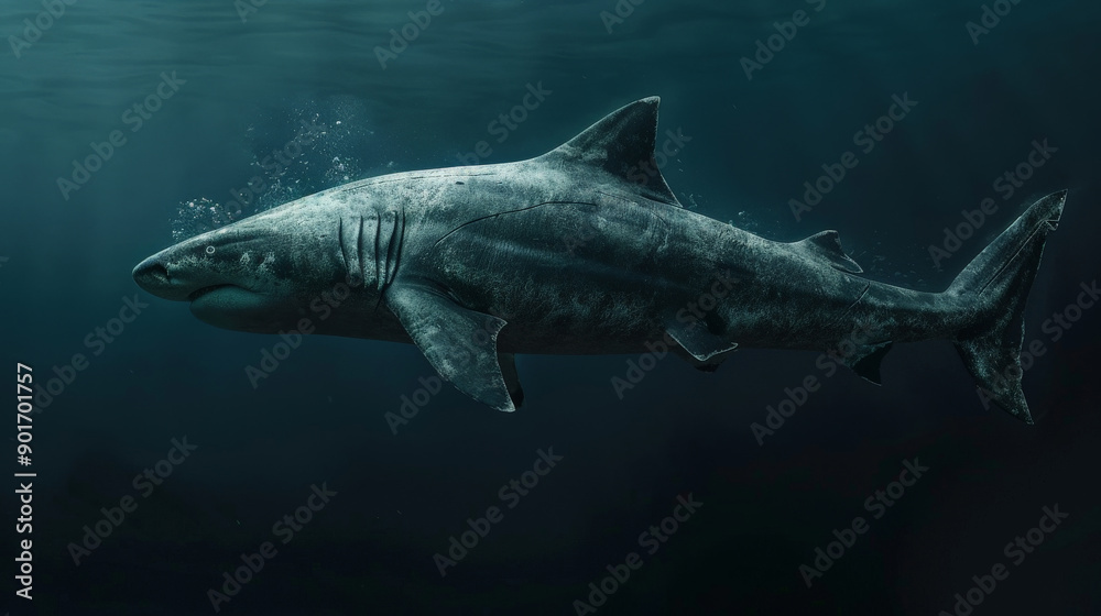 Obraz premium A shark in the depths of the ocean