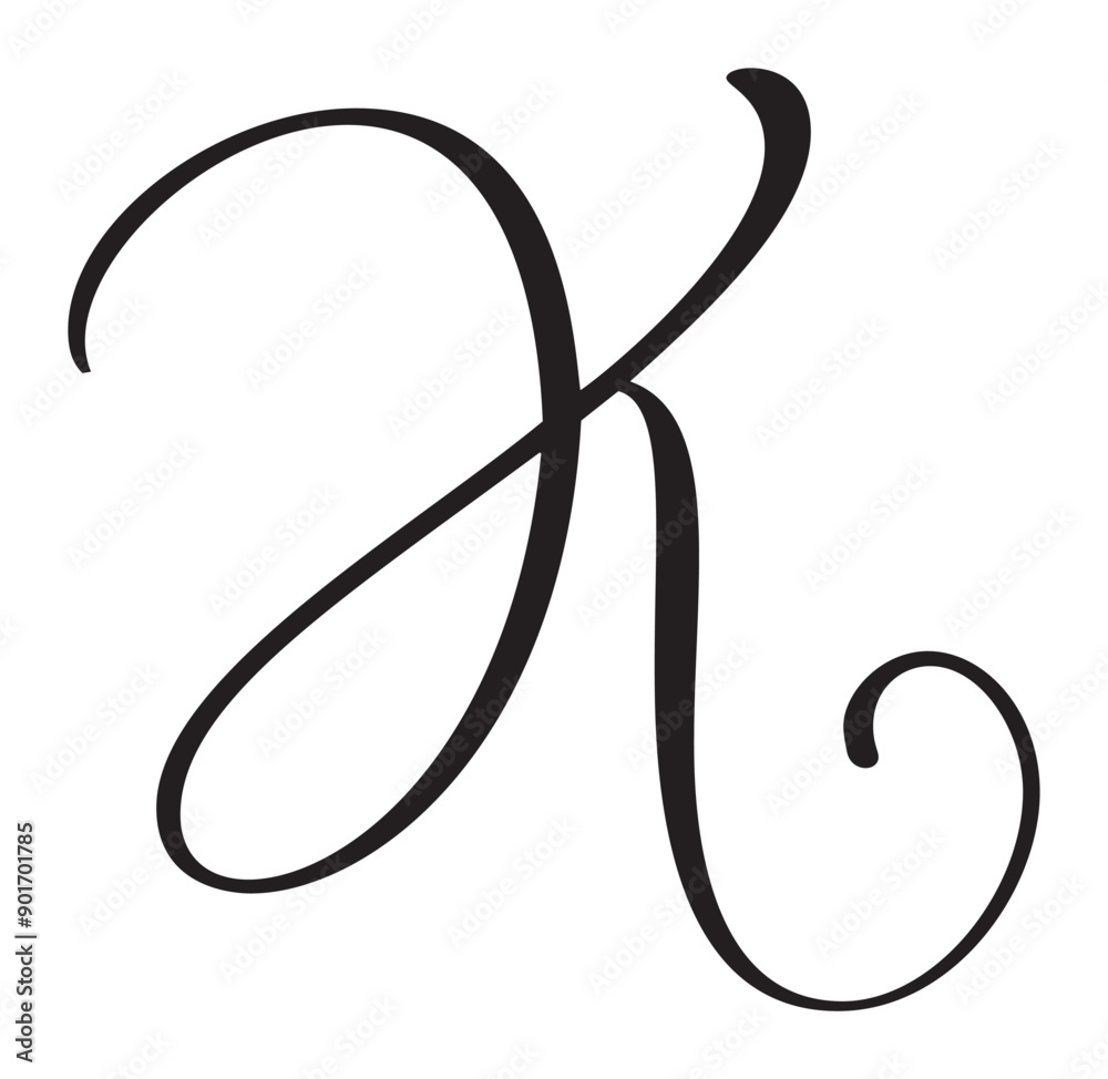 Hand drawn vector calligraphy letter K. Script capital font logo. Handwritten brush style flourish Hand drawn vector calligraphy letter K. Script capital font logo. Handwritten brush style flourish