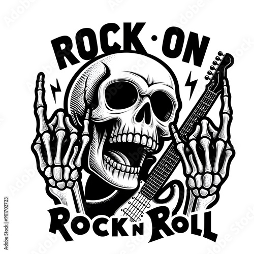Rock and Roll Skull with Guitar