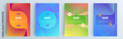 Quote frames blank templates set. Text in brackets, citation empty speech bubbles, quote bubbles. Textbox isolated on color background. Vector illustration.