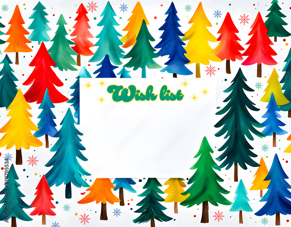 Obraz premium Wishlist on Colorful Christmas Background for children