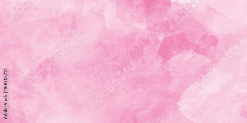 pink watercolor technique on watercolor paper with stains and splashes, Pastel color grainy gradient background with watercolor, Digital art painting on paper with splashes.	