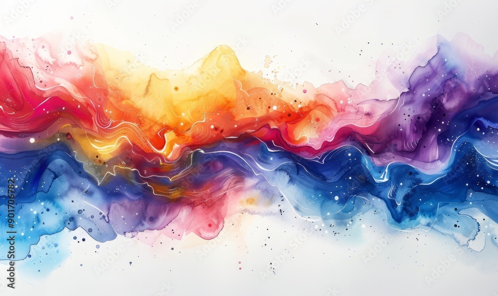 Watercolor abstract cosmic scene on white. Watercolor abstract cosmic scene on white.