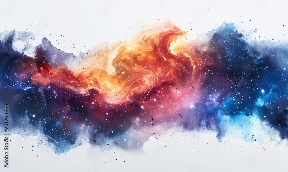 Fototapeta premium A colorful galaxy with a red and orange swirl in the middle