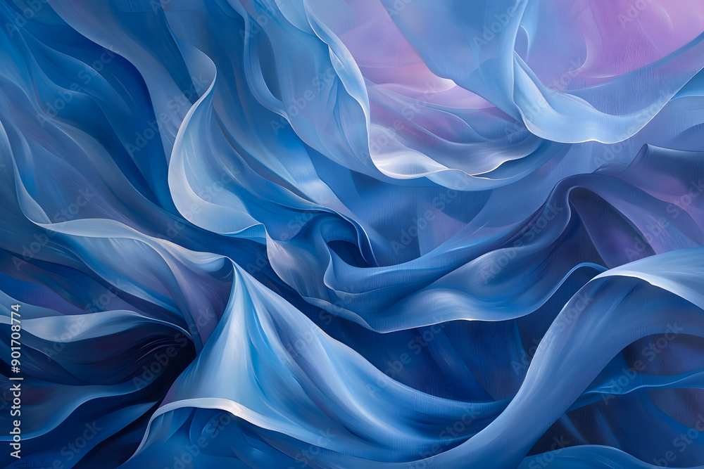 Blue, pink and white waves of paper, textile folds of satin. 3D Concept design for backgrounds, wallpapers and backdrop. Blue, pink and white waves of paper, textile folds of satin. 3D Concept design for backgrounds, wallpapers and backdrop.