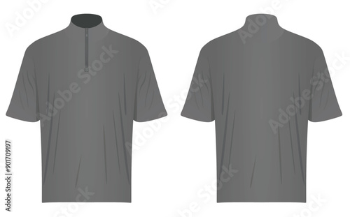 Grey man zip top t shirt. vector illustration