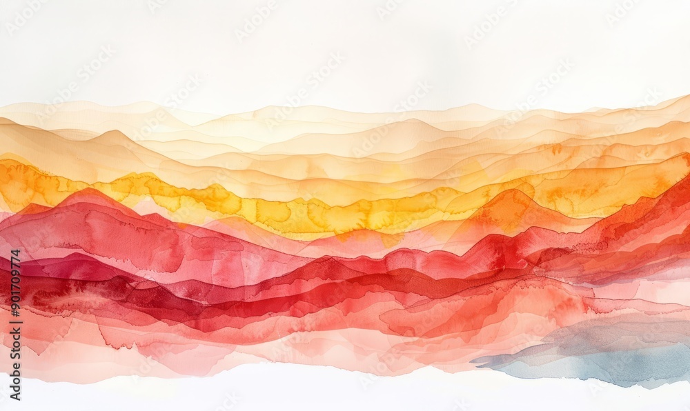 A painting of mountains with a yellow and orange color scheme A painting of mountains with a yellow and orange color scheme