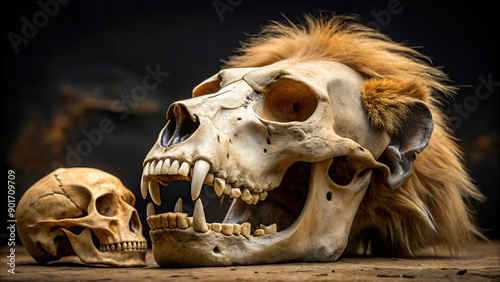 Skull of lion and human