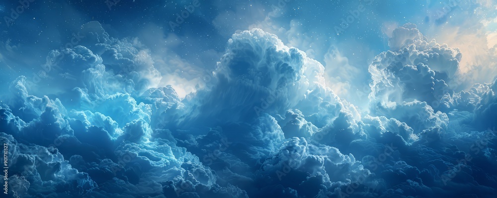 Fototapeta premium Abstract stormy sky with dramatic clouds in watercolor.