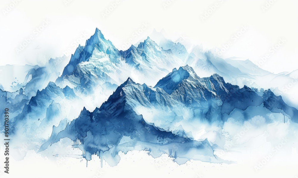 The mountains are covered in snow and the sky is blue The mountains are covered in snow and the sky is blue