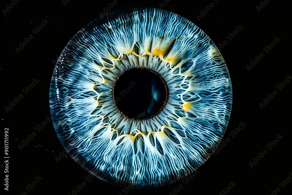 A close up of a blue eye with yellow highlights A close up of a blue eye with yellow highlights