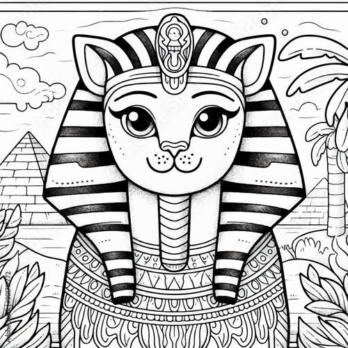 sphinx Egyptian culture style coloring page for kids