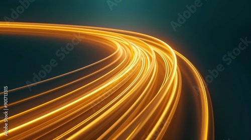 Dynamic glowing yellow light trails lines create a mesmerizing abstract background, perfect for technology and modern design themes. photo