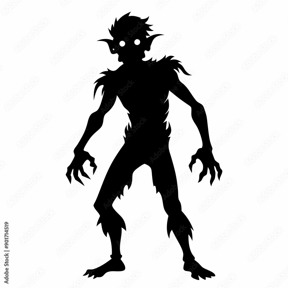 Fototapeta premium Halloween Zombie black vector silhouette