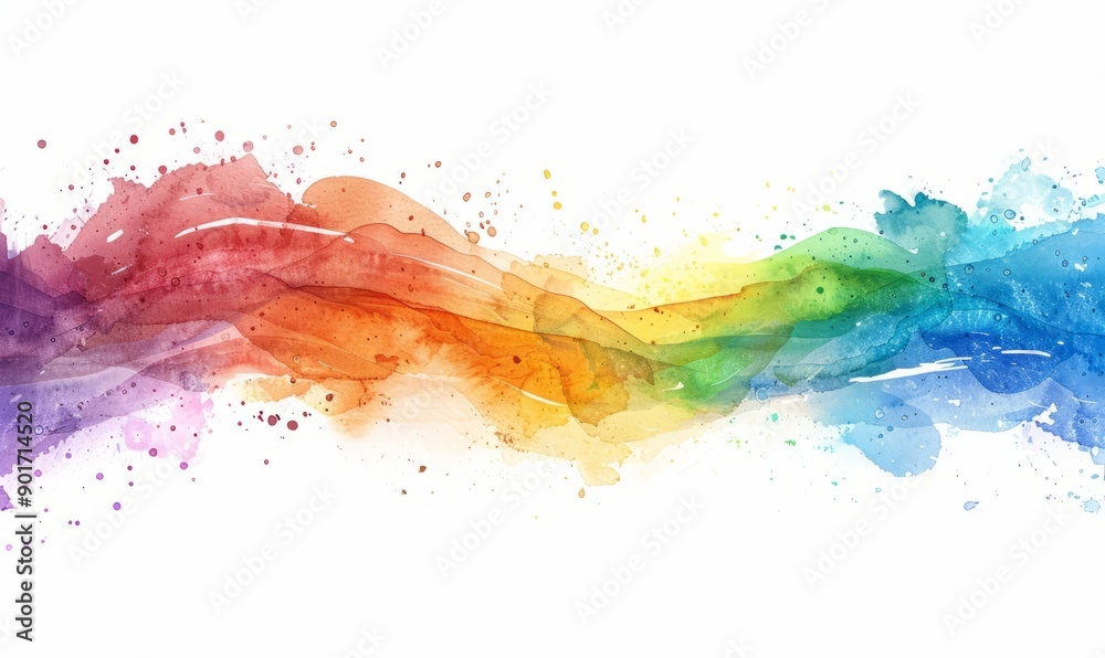 A rainbow is painted on a white background A rainbow is painted on a white background