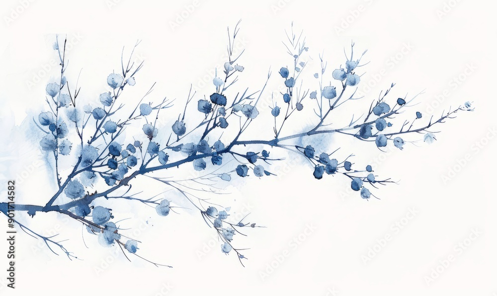 Abstract winter branches in watercolor on white. Abstract winter branches in watercolor on white.