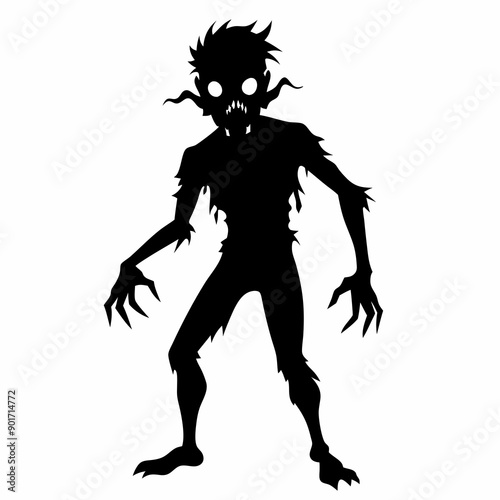 Halloween Zombie black vector silhouette