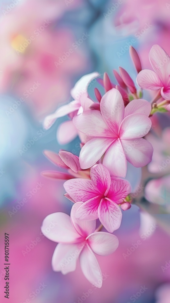 Fototapeta premium Blooming Beauty. Lush plumeria flowers in high resolution desktop wallpaper