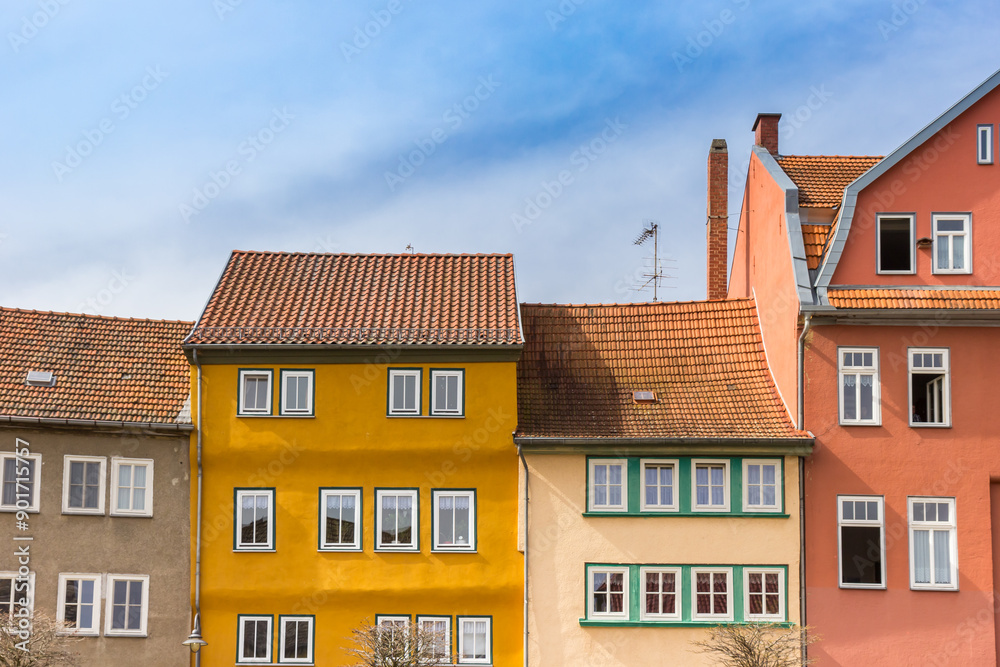 Colorful facades of old houses in Bad Langensalza, Germany