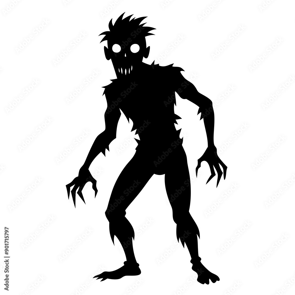 Fototapeta premium Halloween Zombie black vector silhouette