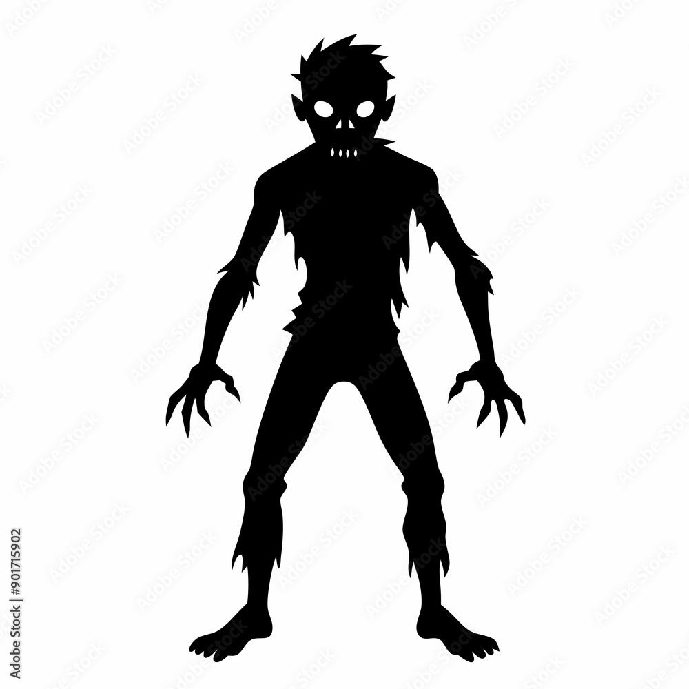 Fototapeta premium Halloween Zombie black vector silhouette