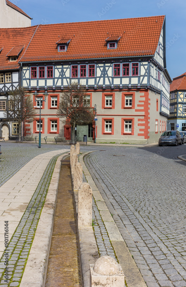 Water flowing through the canal in Bad Langensalza, Germany