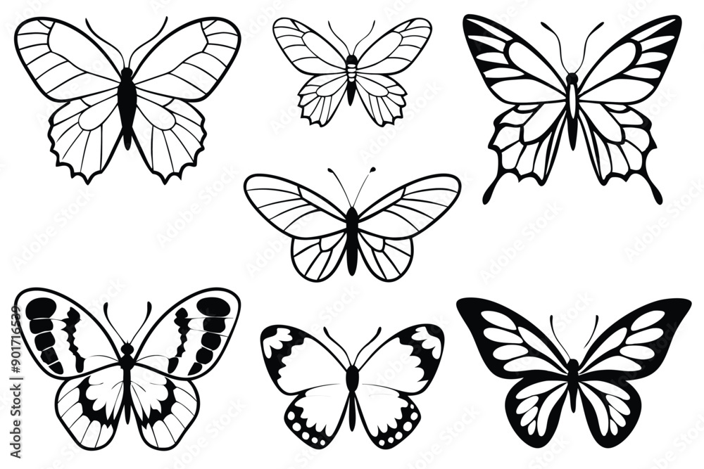 Fototapeta premium Butterfly line art illustration Stylish Icons