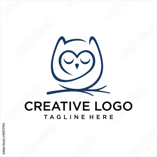 abstract owl sleep logo vector photo