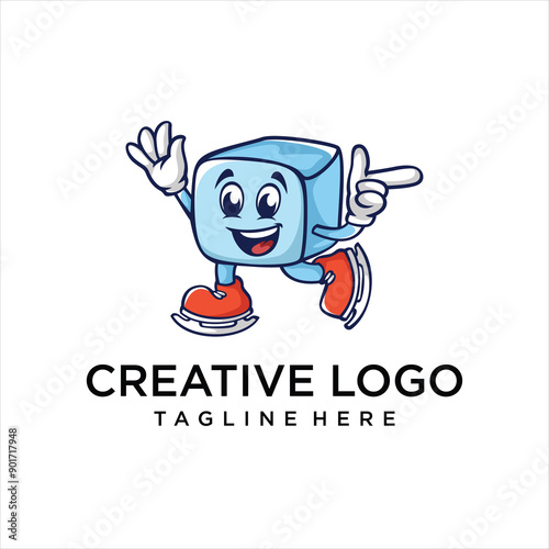 ice cream mascot cartoon logo vector