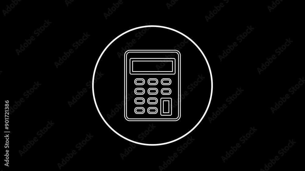 Animated of calculator outline icon. Buttons pressing line animation. Statistical analysis. Financial calculations. Animated of calculator outline icon. Buttons pressing line animation. Statistical analysis. Financial calculations.