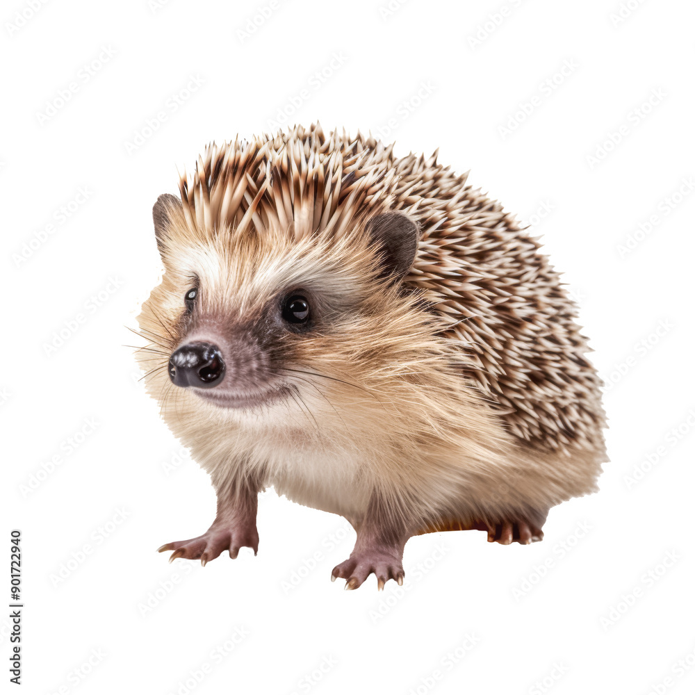 Fröhlicher Igel ( Erinaceidae ), freigestellt vor transparentem Hintergrund, Generative AI
