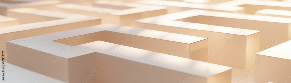 A simple 3D rendering of a maze with a clear path highlighted, symbolizing effective problem-solving strategies, placed on a smooth, light-colored background A simple 3D rendering of a maze with a clear path highlighted, symbolizing effective problem-solving strategies, placed on a smooth, light-colored background