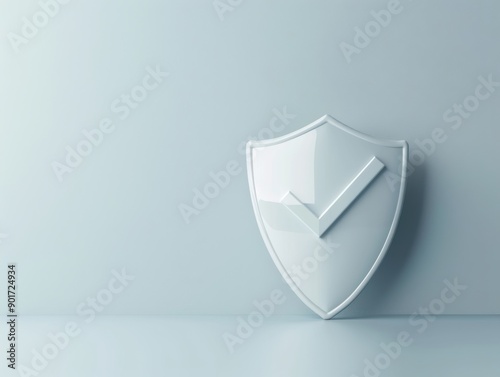 Free Download A sleek 3D model of a shield with a checkmark in the center, symbolizing verified protection, against a plain background - GFXLoad
