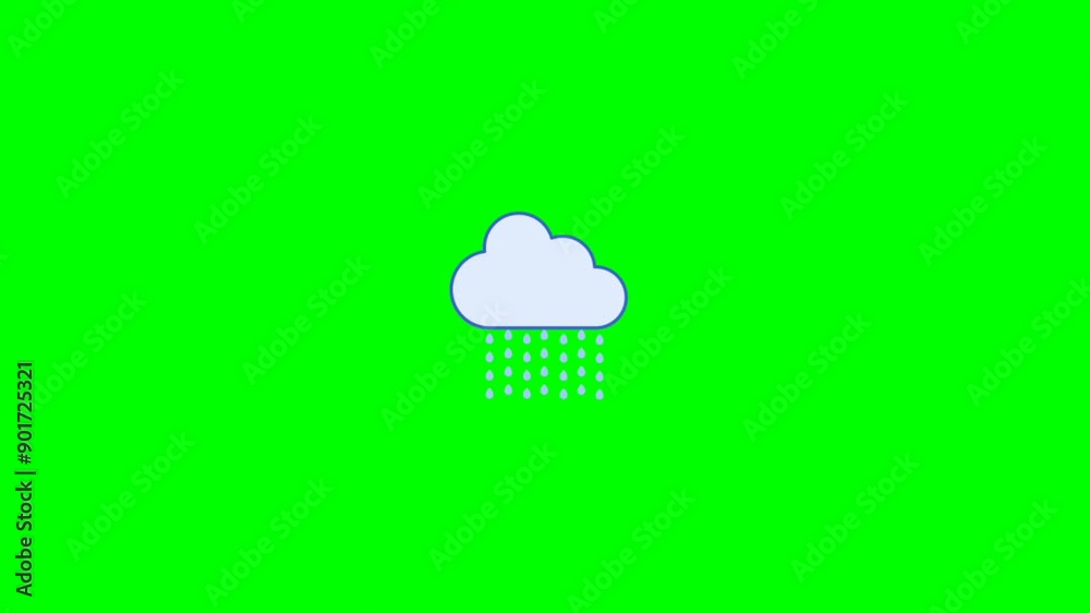 rainy weather icon with green screen background rainy weather icon with green screen background