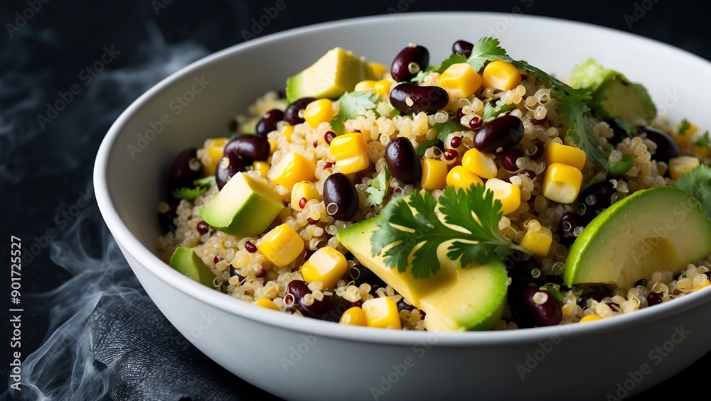 Quinoa Salad - with black beans, corn, avocado, and a lime-cilantro dressing.