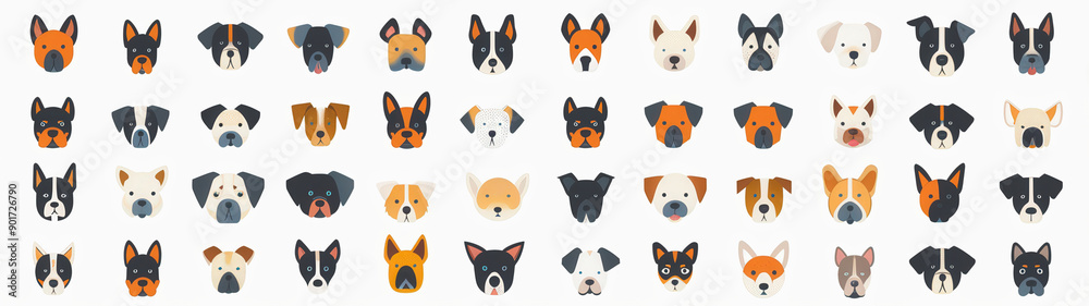 A row of dog faces with one saying A row of dog faces with one saying