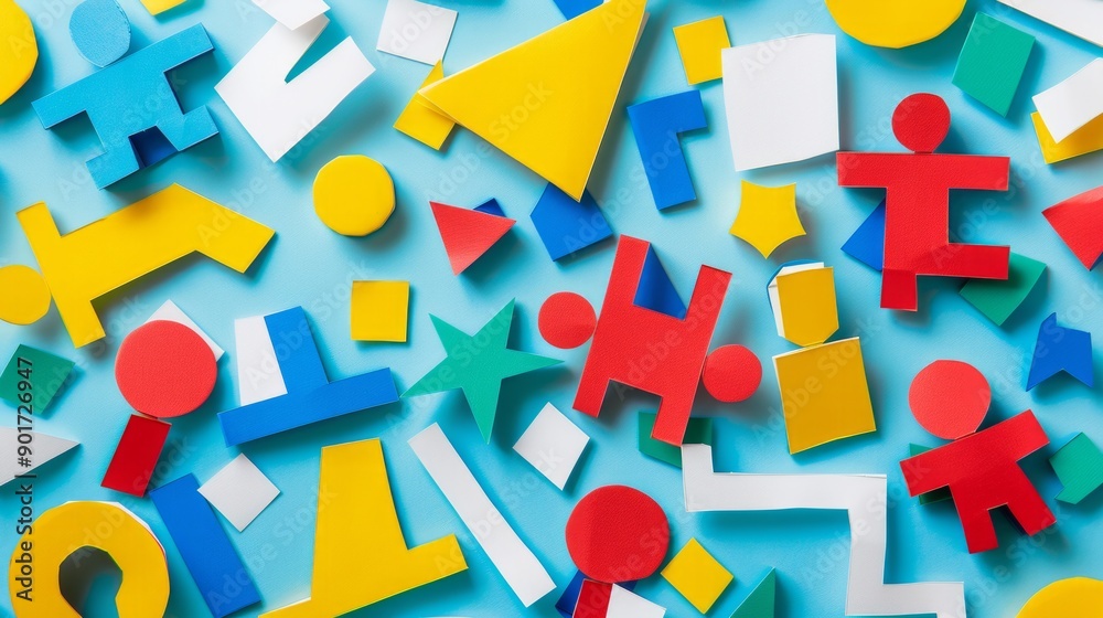 a playful paper-craft style of one people with space for copy, kid-friendly, cheerful. a playful paper-craft style of one people with space for copy, kid-friendly, cheerful.