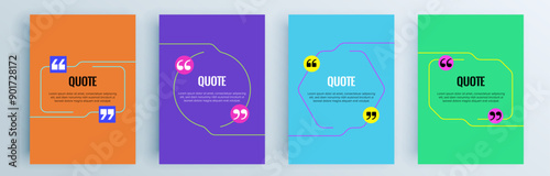 Quote frames blank templates set. Text in brackets, citation empty speech bubbles, quote bubbles. Textbox isolated on color background. Vector illustration.