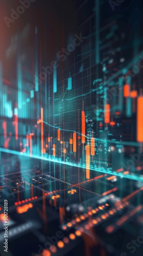 Wallpaper Mural Abstract Digital Financial Data Visualization Torontodigital.ca