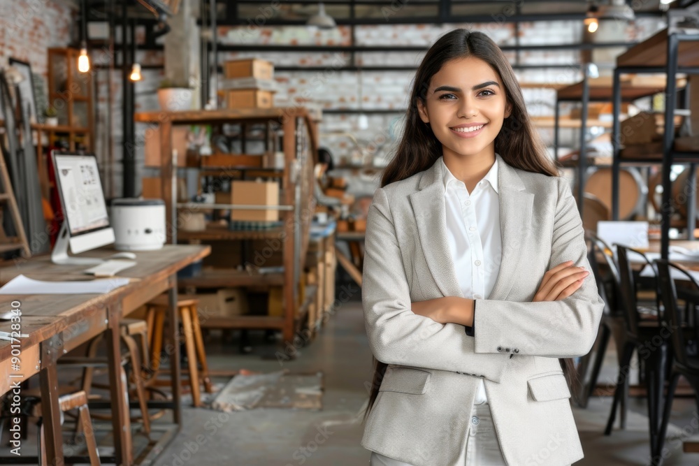 Confident Woman in a Modern Workspace Confident Woman in a Modern Workspace